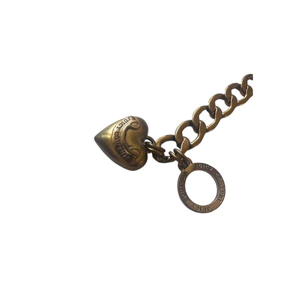 Juicy Couture HEART PENDANT BRACELET toggle clasp gold Y2K - Picture 7 of 8